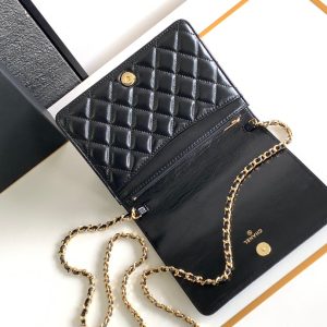 CC MINI 18 BAG IN BLACK CALFSKIN WITH GOLD HARDWARE