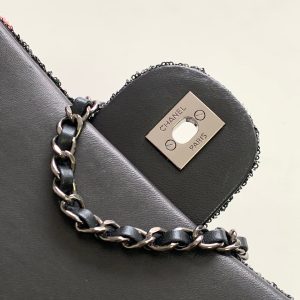 flap bag medium 25 black pink sequin silver hardware