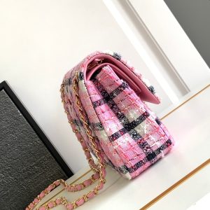 CC MEDIUM 25 CLASSIC BAG IN LIGHT PINK MIX BLACK WOOL TWEED