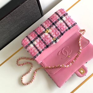 CC MINI 20 CLASSIC BAG IN LIGHT PINK MIX BLACK WOOL TWEED