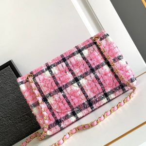 CC MINI 20 CLASSIC BAG IN LIGHT PINK MIX BLACK WOOL TWEED