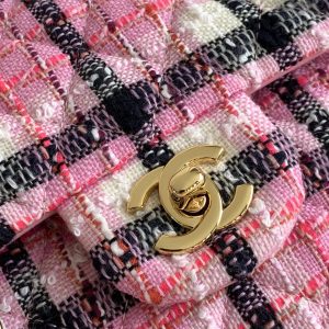 CC MEDIUM 25 CLASSIC BAG IN LIGHT PINK MIX BLACK WOOL TWEED