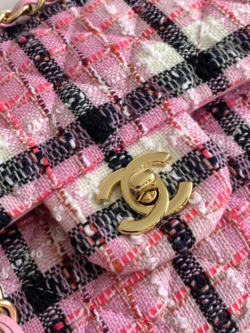 CC MEDIUM 25 CLASSIC BAG IN LIGHT PINK MIX BLACK WOOL TWEED