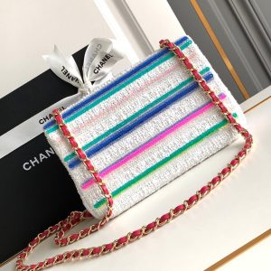 MINI 20 CLASSIC HANDBAG IN WHITE EMBROIDERED TWEED SEQUINS