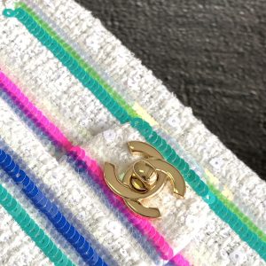 MINI 20 CLASSIC HANDBAG IN WHITE EMBROIDERED TWEED SEQUINS