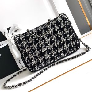 CC 21 EVENING BAG IN BLACK MIX SILVER CALFSKIN