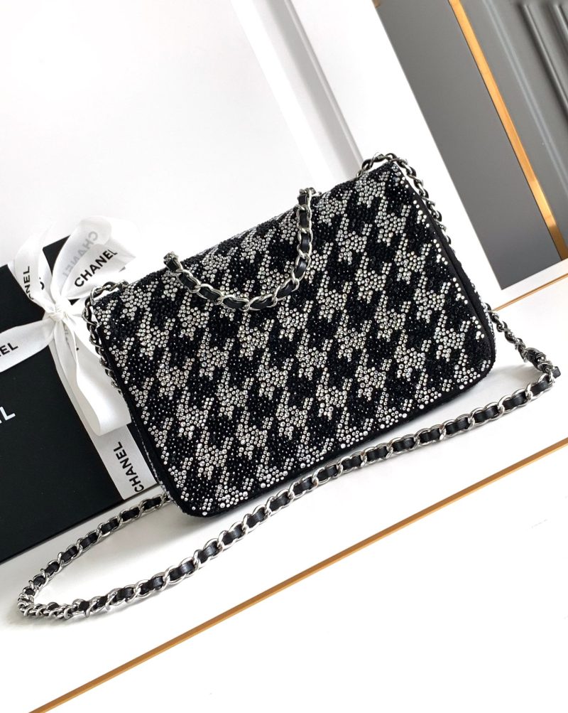 CC 21 EVENING BAG IN BLACK MIX SILVER CALFSKIN