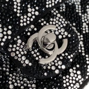 CC 21 EVENING BAG IN BLACK MIX SILVER CALFSKIN