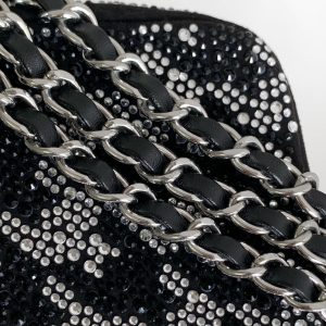 CC 21 EVENING BAG IN BLACK MIX SILVER CALFSKIN