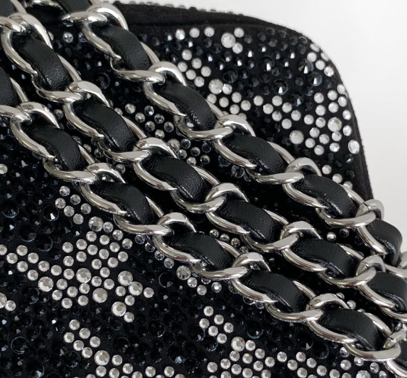 CC 21 EVENING BAG IN BLACK MIX SILVER CALFSKIN