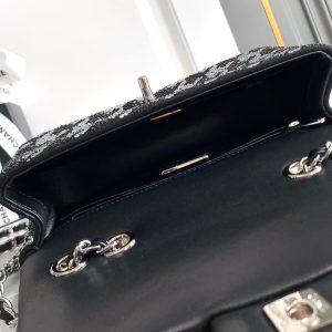 CC 21 EVENING BAG IN BLACK MIX SILVER CALFSKIN