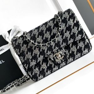 CC 21 EVENING BAG IN BLACK MIX SILVER CALFSKIN