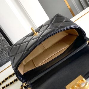 CC MINI 20 FLAP BAG IN BLACK LAMBSKIN GOLD HARDWARE