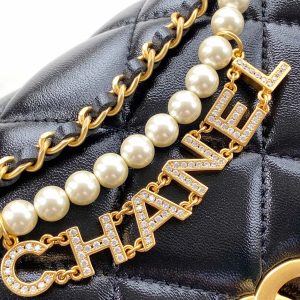 CC MINI 20 FLAP BAG IN BLACK LAMBSKIN GOLD HARDWARE