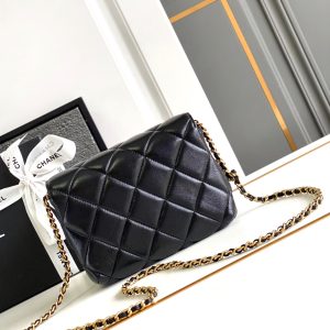 CC MINI 20 FLAP BAG IN BLACK LAMBSKIN GOLD HARDWARE