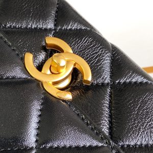CC MINI 20 FLAP BAG IN BLACK LAMBSKIN GOLD HARDWARE