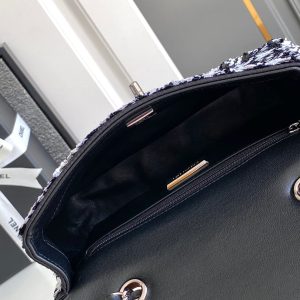 CC 21 EVENING BAG IN BLACK MIX WHITE WOOL TWEED