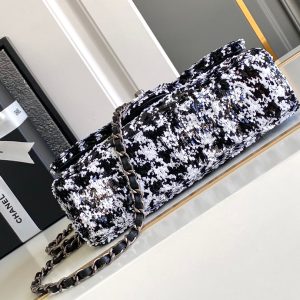 CC 21 EVENING BAG IN BLACK MIX WHITE WOOL TWEED