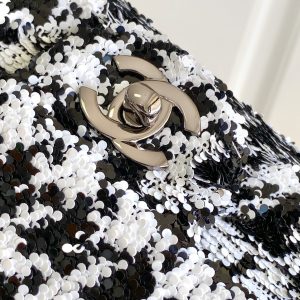 CC 21 EVENING BAG IN BLACK MIX WHITE WOOL TWEED
