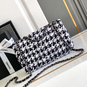 CC 21 EVENING BAG IN BLACK MIX WHITE WOOL TWEED