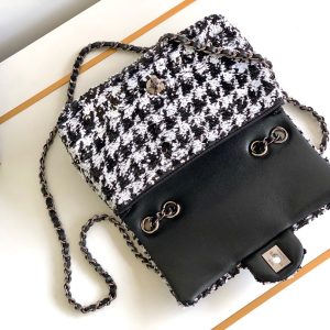 CC 21 EVENING BAG IN BLACK MIX WHITE WOOL TWEED