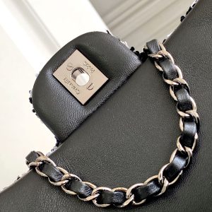 CC 21 EVENING BAG IN BLACK MIX WHITE WOOL TWEED