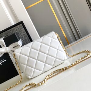 CC MINI 20 FLAP BAG IN WHITE LAMBSKIN GOLD HARDWARE