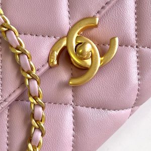 CC MINI 20 FLAP BAG IN LIGHT PINK LAMBSKIN GOLD HARDWARE
