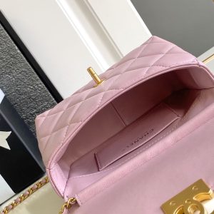 CC MINI 20 FLAP BAG IN LIGHT PINK LAMBSKIN GOLD HARDWARE