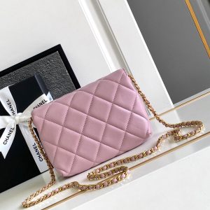 CC MINI 20 FLAP BAG IN LIGHT PINK LAMBSKIN GOLD HARDWARE