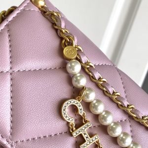 CC MINI 20 FLAP BAG IN LIGHT PINK LAMBSKIN GOLD HARDWARE
