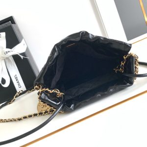 24a cc 22 hobo bag 20cm black lambskin pearl gold hardware