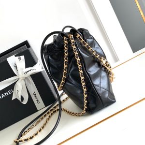 24a cc 22 hobo bag 20cm black lambskin pearl gold hardware