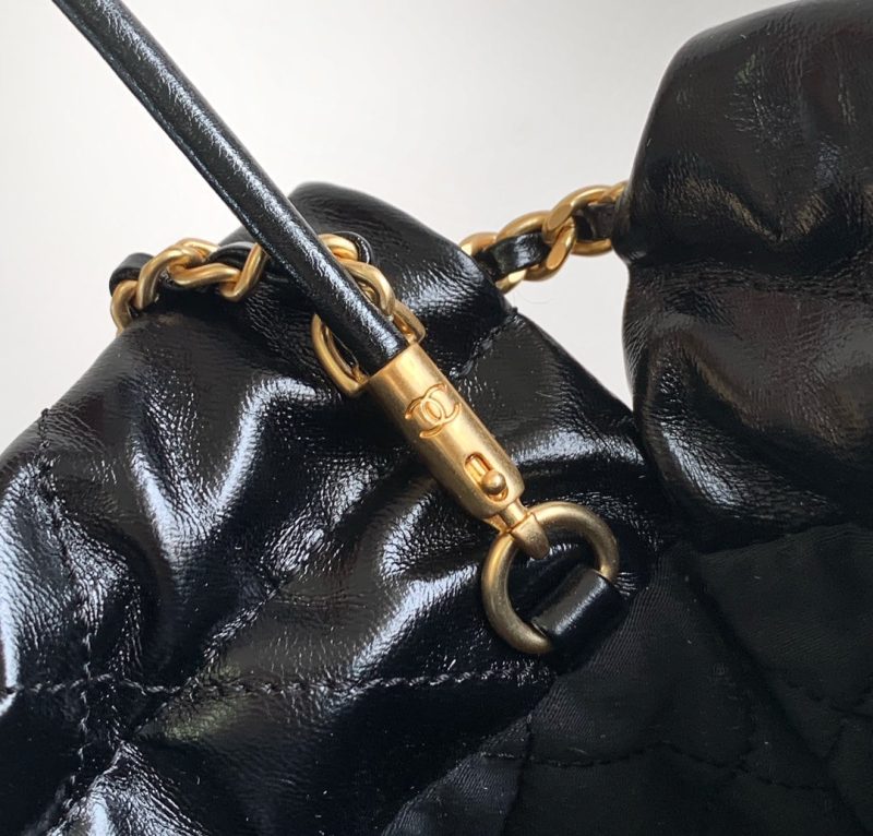 24a cc 22 hobo bag 20cm black lambskin pearl gold hardware