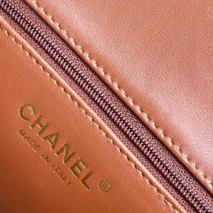 Flap Bag Mini 18cm White Brown Sherling Lambskin Gold Hardware