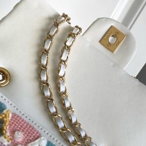 CC 24a Flap Bag 20cm Multicolor Sequin Satin Gold Hardware