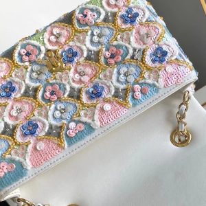 CC 24a Flap Bag 20cm Multicolor Sequin Satin Gold Hardware