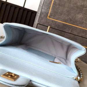 CLASSIC FLAP BAG 22 IN SKY BLUE CALFSKIN GOLD HARDWARE