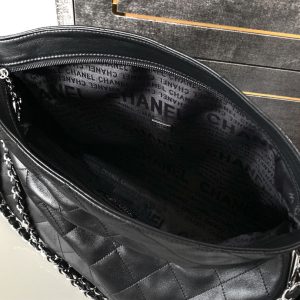 CC Vintage Hobo Bag 40cm Black Lambskin Silver Hardware