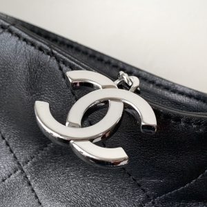 CC Vintage Hobo Bag 40cm Black Lambskin Silver Hardware