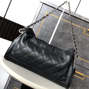 CC Vintage Hobo Bag 40cm Black Lambskin Silver Hardware