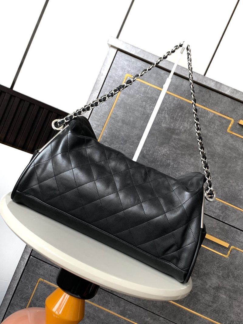 CC Vintage Hobo Bag 40cm Black Lambskin Silver Hardware