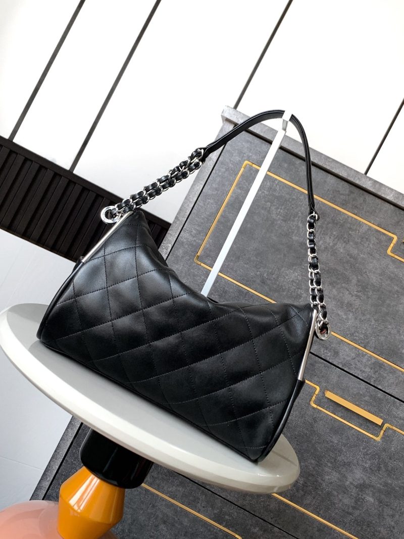 CC Vintage Hobo Bag 30cm Black Lambskin Silver Hardware