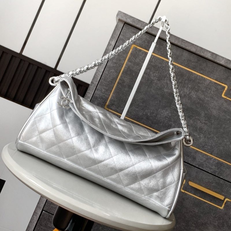 img_d0c94e6f_20241016_i1729083005_6290_0_jpg CC Vintage Hobo Bag 40cm Silver Metalic Lambskin Silver Hardware