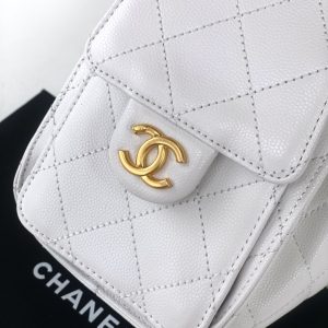 CC 25C Hobo Bags 20cm White Grained Calfskin