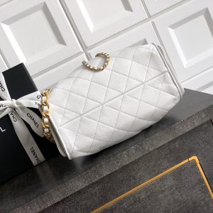 CC 25C Hobo Bags 20cm White Grained Calfskin