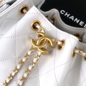 CC 25C Hobo Bags 20cm White Grained Calfskin