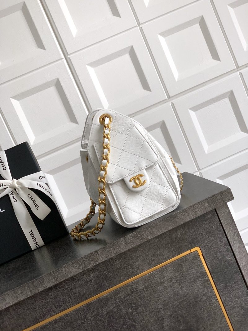 CC 25C Hobo Bags 20cm White Grained Calfskin