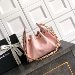 CC 25C Hobo Bags 20cm Light Pink Grained Calfskin