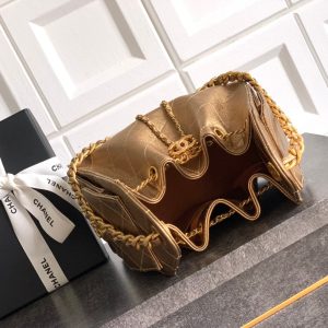 CC 25C Hobo Bags 20cm Bronze Metalic Grained Calfskin